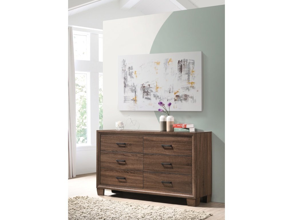 Brandon 6-Drawer Dresser Medium Warm Brown