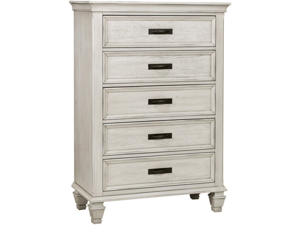 Franco 5-Drawer Chest Antique White