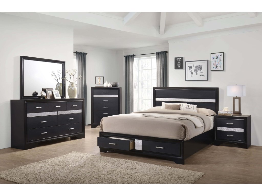 Miranda Wood Eastern King Storage Panel Bed Black