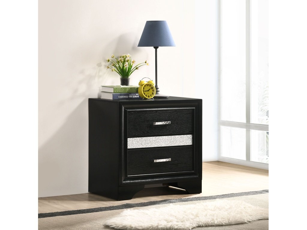 Miranda 2-Drawer Nightstand Black