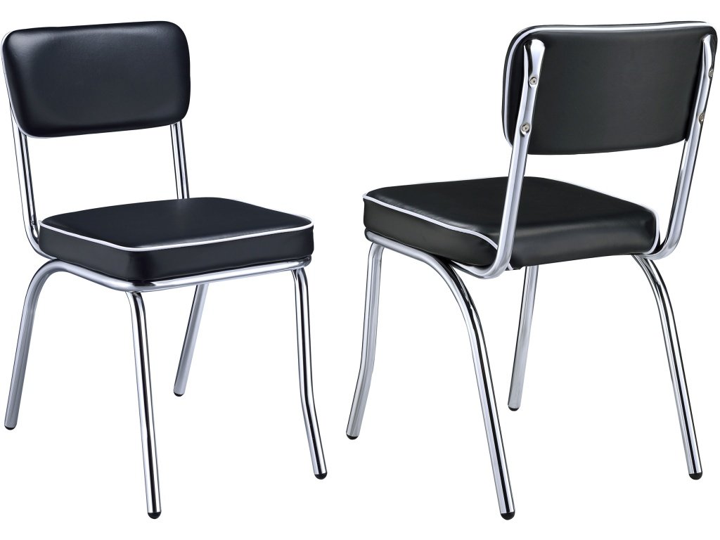 Retro Upholstered Dining Side Chair Black (Set Of 2)