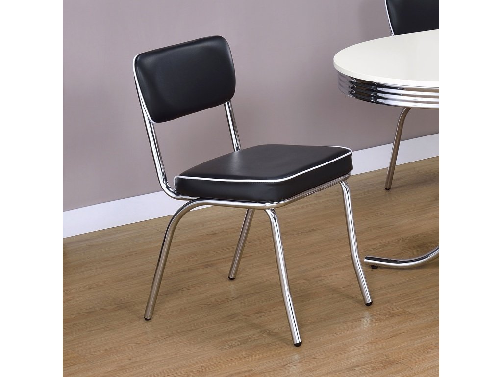 Retro Upholstered Dining Side Chair Black (Set Of 2)