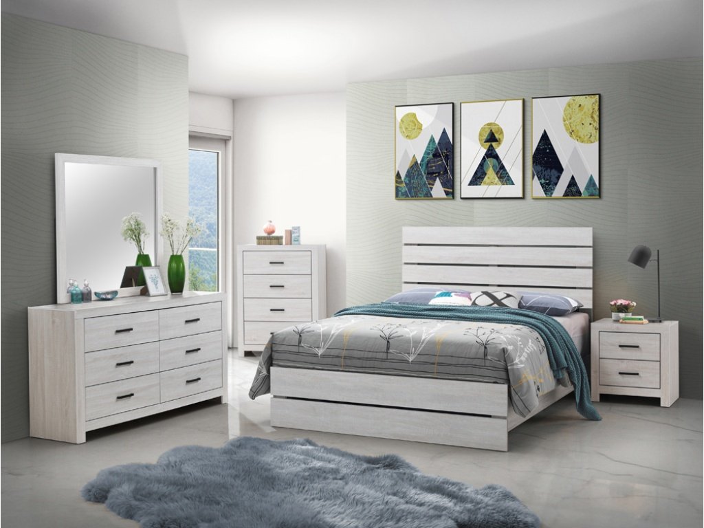 Brantford 5-Piece Eastern King Panel Bedroom Set Coastal White