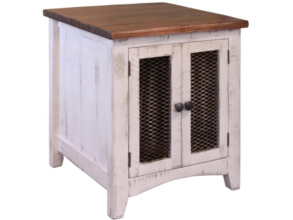 2 Metal Mesh Doors End Table