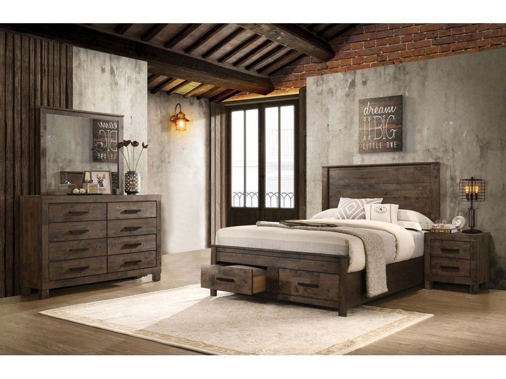 Woodmont 4-Piece California King Bedroom Set Golden Brown