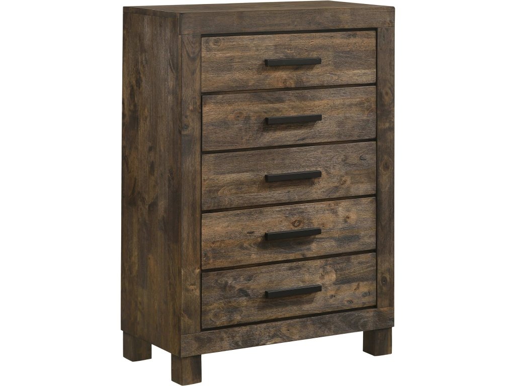 Woodmont 5-Drawer Chest Rustic Golden Brown