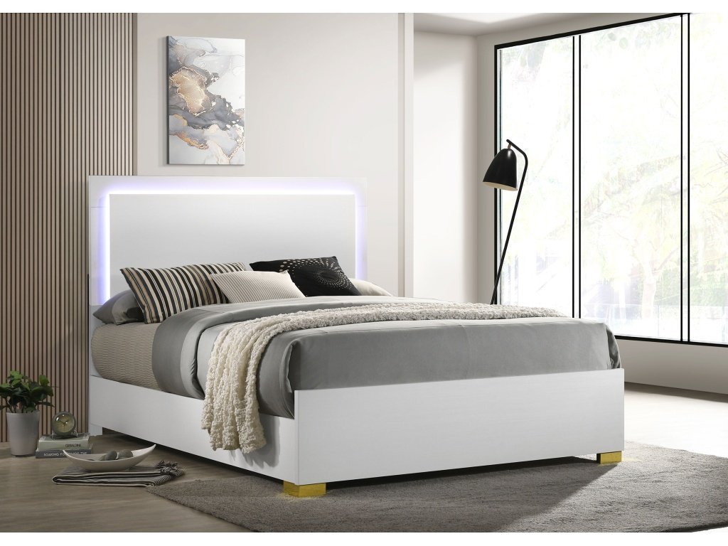 Marceline Full Bed With LED Headboard White