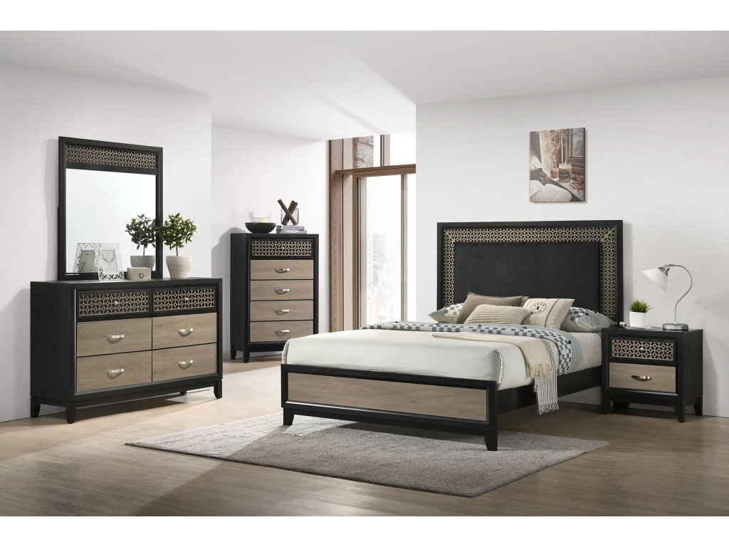 Valencia 5-Piece Queen Bedroom Set Light Brown And Black