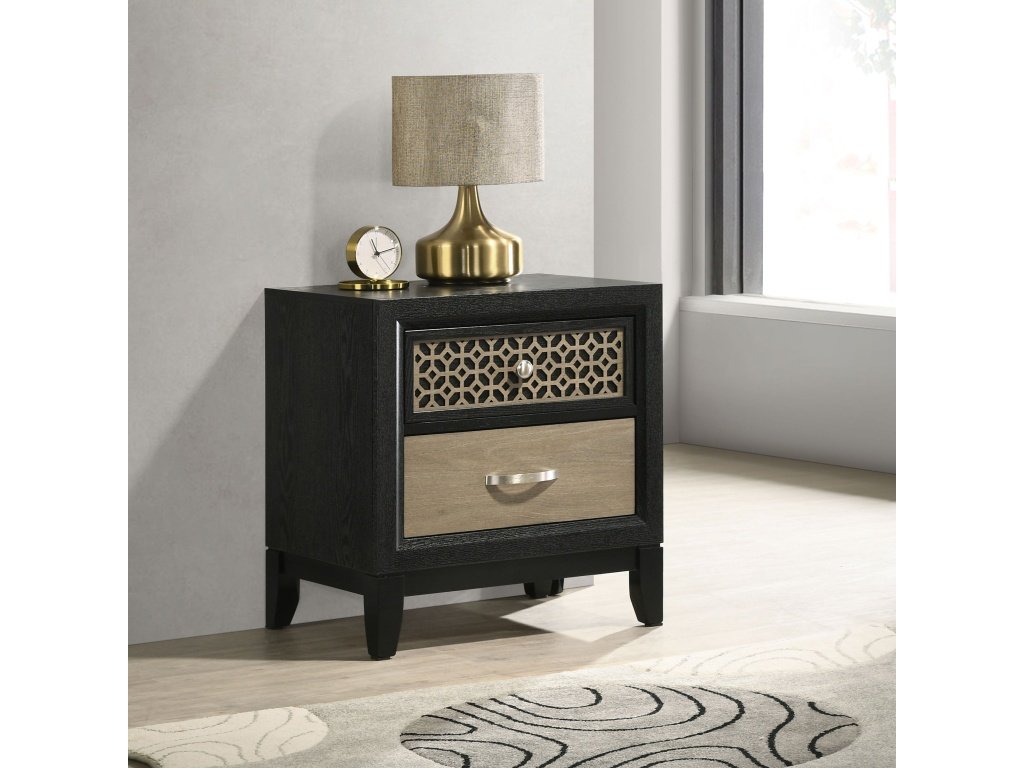 Valencia 2-Drawer Nightstand Light Brown And Black