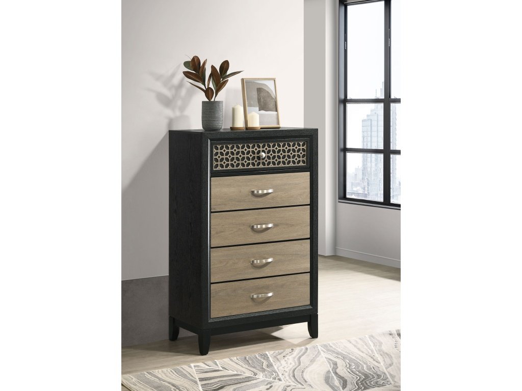 Valencia 5-Drawer Chest Light Brown And Black