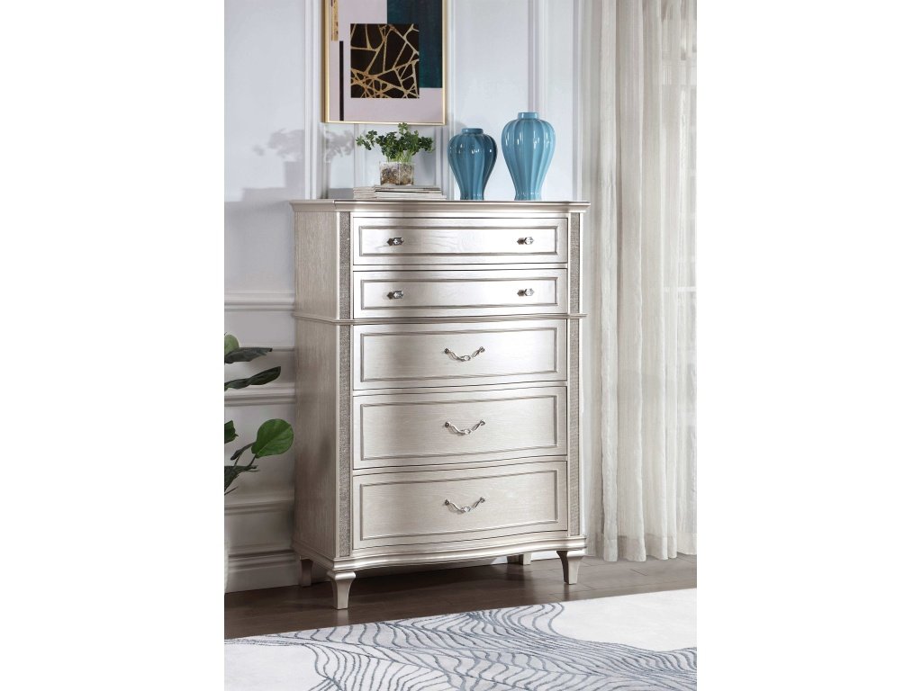 Evangeline 6-Drawer Chest Silver Oak