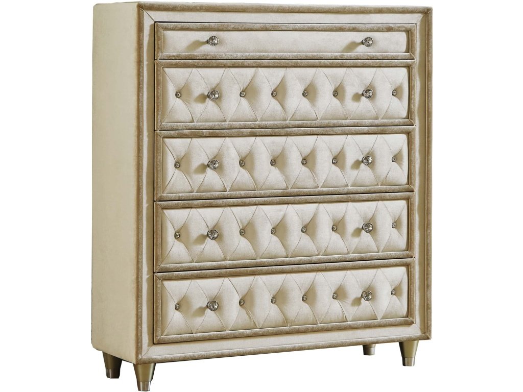 Antonella 5-Drawer Bedroom Chest Ivory And Camel