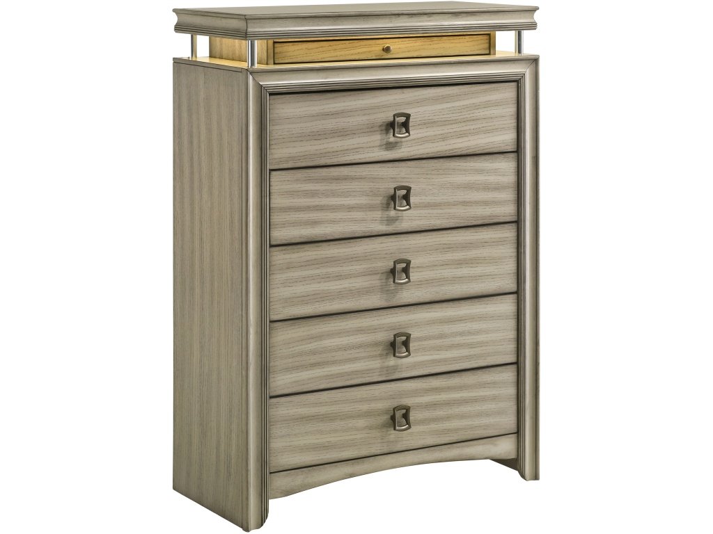 Giselle 6-Drawer Bedroom Chest With LED Rustic Beige