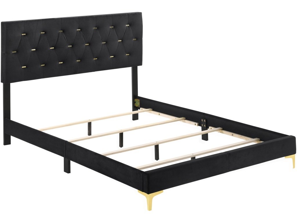 Kendall 4-Piece Tufted Panel California King Bedroom Set Black And Gold