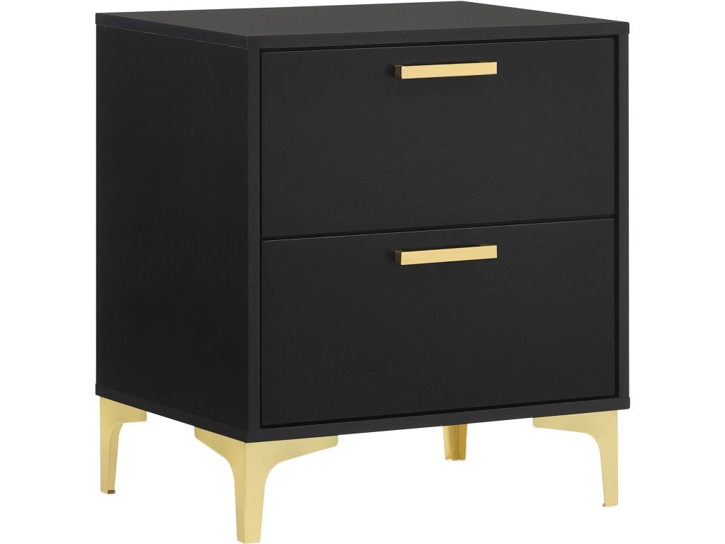 Kendall 2-Drawer Nightstand Black And Gold