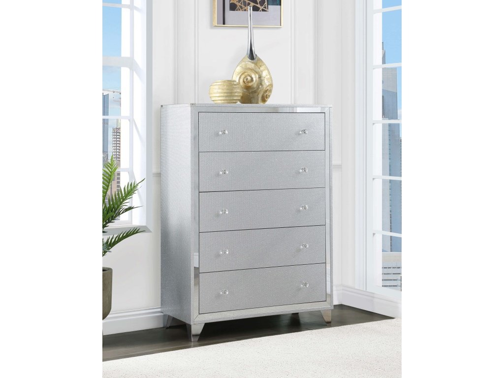 Larue 5-Drawer Bedroom Chest Silver