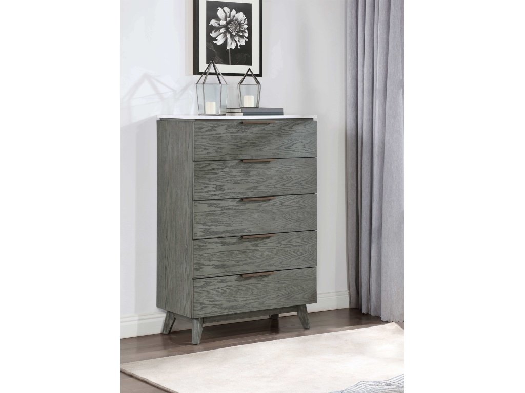 Nathan 5-Drawer Bedroom Chest Grey