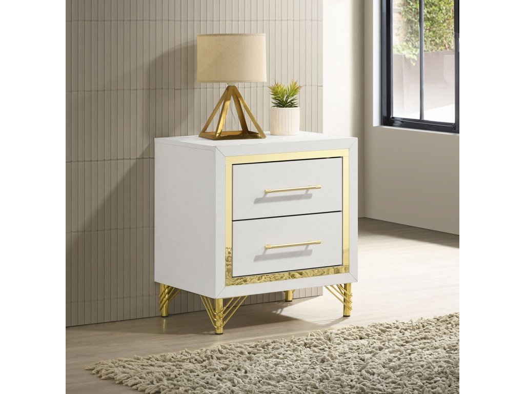 Lucia 2-Drawer Nightstand Bedside Table White