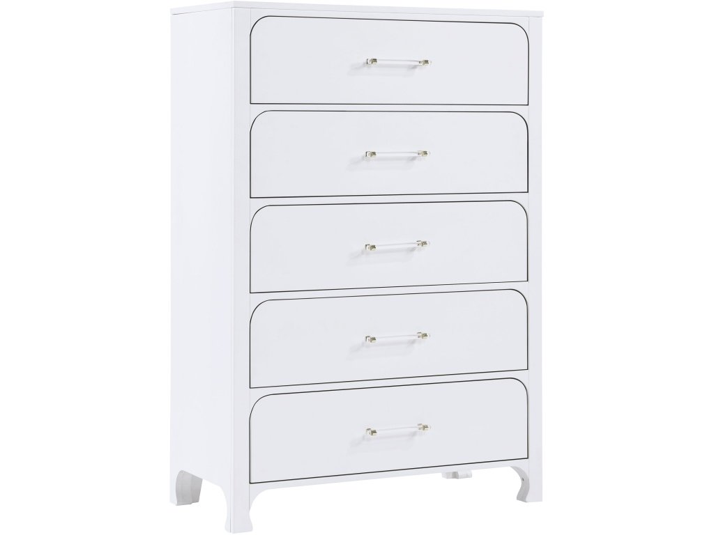 Anastasia 5-Drawer Bedroom Chest Pearl White