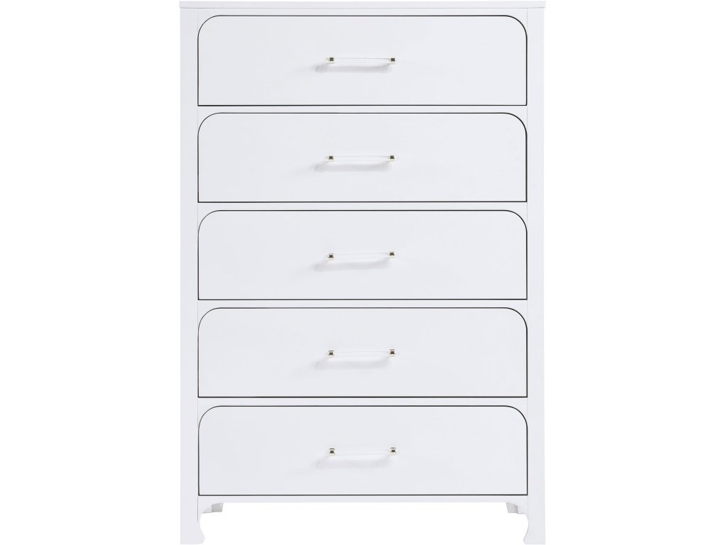 Anastasia 5-Drawer Bedroom Chest Pearl White