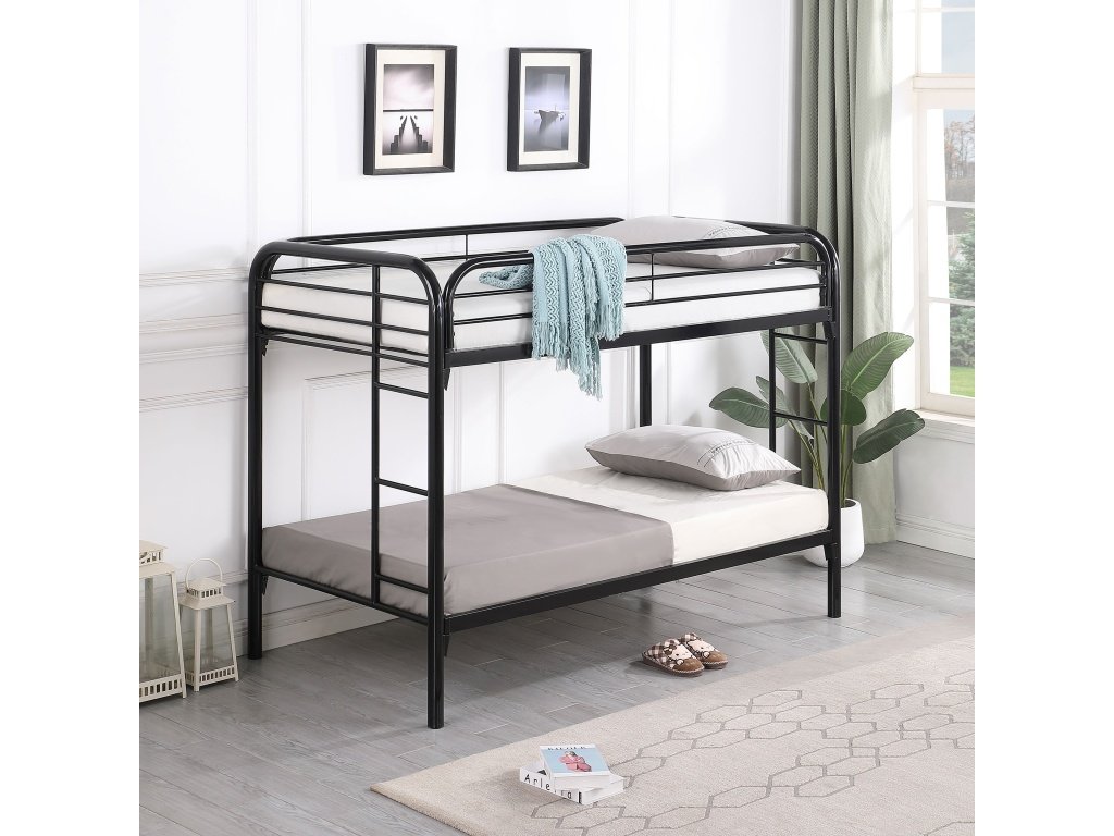 Morgan Metal Twin Over Twin Bunk Bed Black