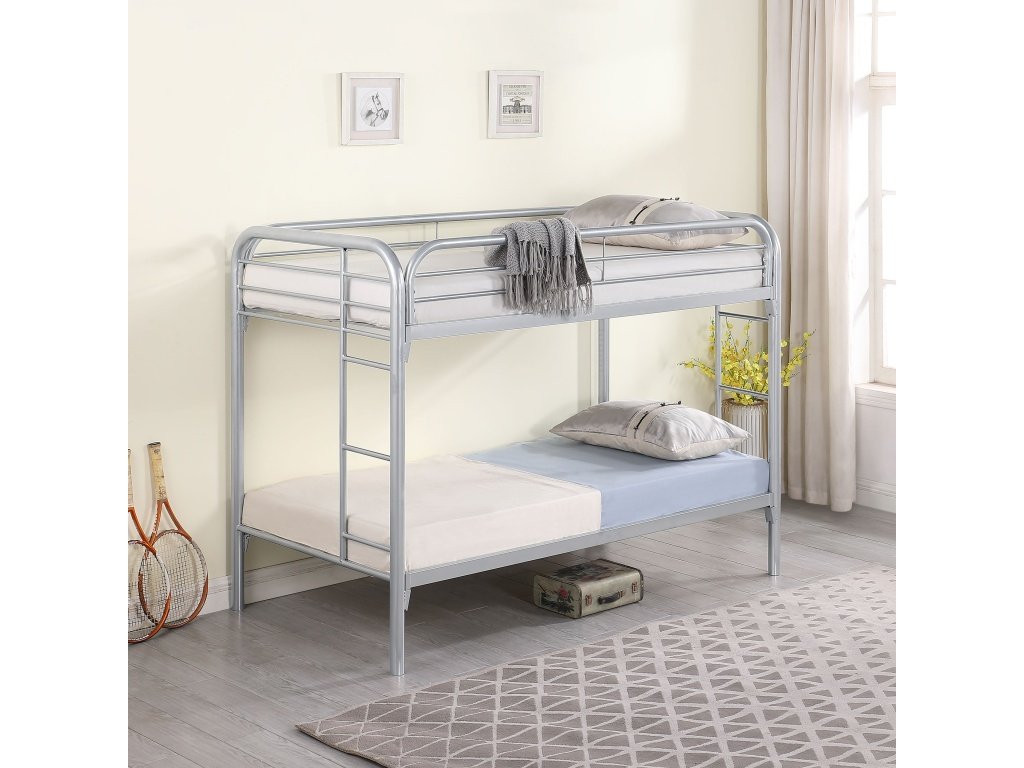 Morgan Metal Twin Over Twin Bunk Bed Silver