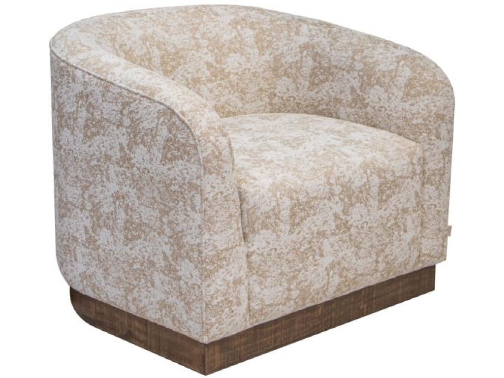 Arm Chair Cloudy Beige Fabric, Wooden Frame & Base