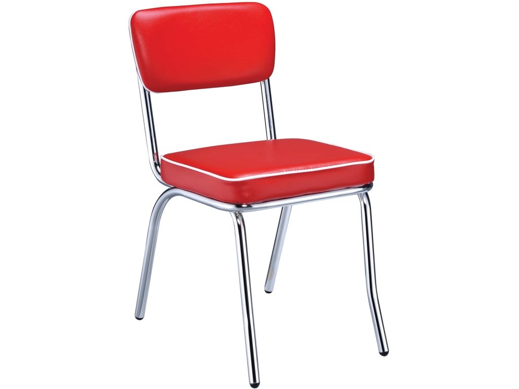 Retro Upholstered Dining Side Chair Red (Set Of 2)