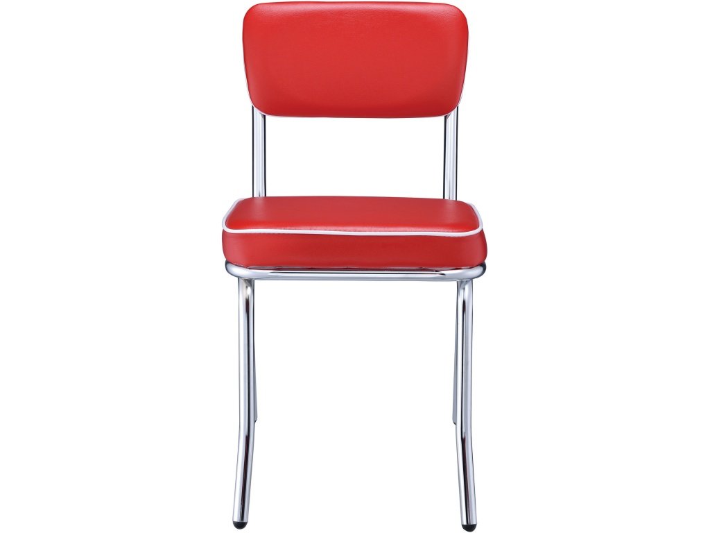 Retro Upholstered Dining Side Chair Red (Set Of 2)