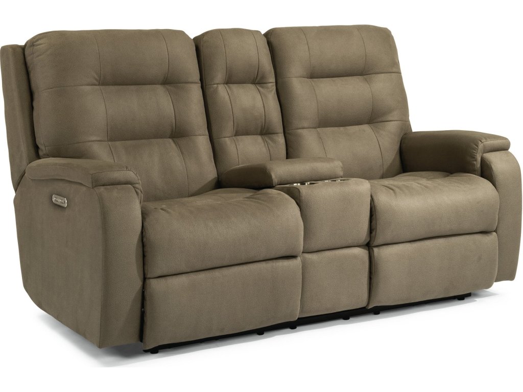 Arlo Fabric Power Reclining Loveseat with Console & Power Headrests