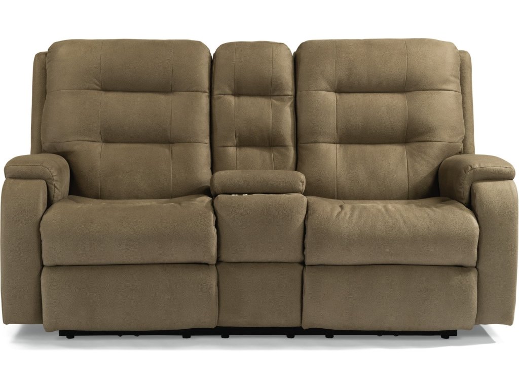 Arlo Fabric Power Reclining Loveseat with Console & Power Headrests