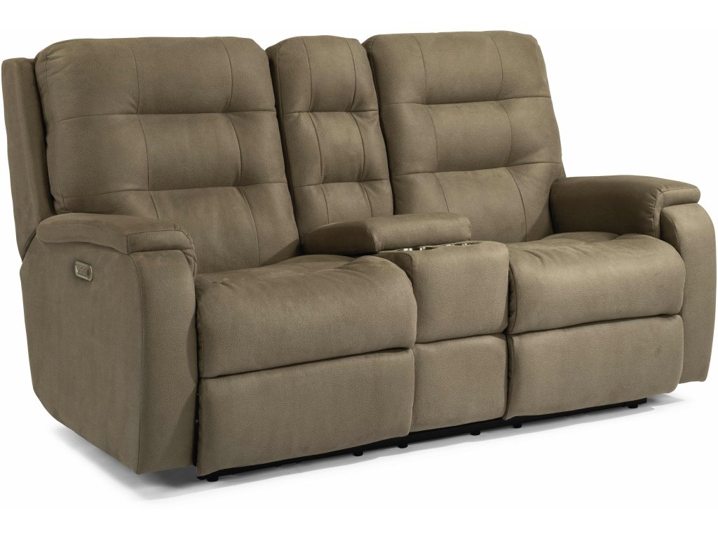 Power Reclining Loveseat With Console And Power Headrests And Lumbar