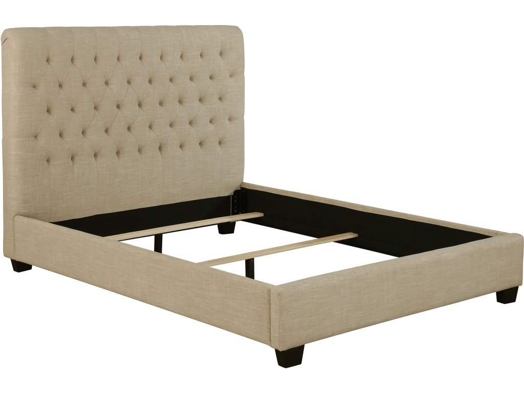 Chloe Upholstered Eastern King Panel Bed Oatmeal