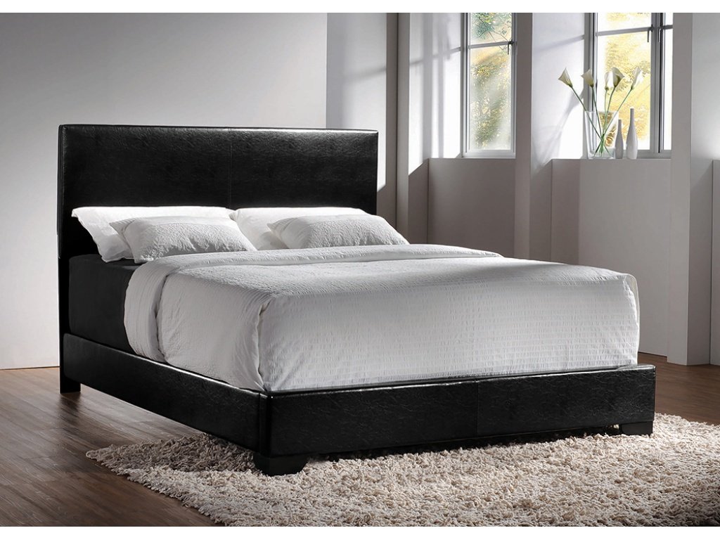 Conner Upholstered Eastern King Panel Bed Black