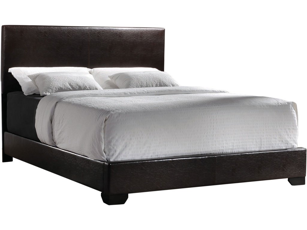 Conner Upholstered Eastern King Panel Bed Dark Brown