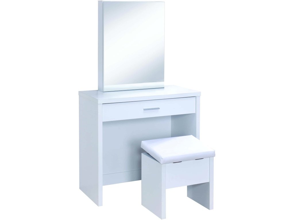 Harvey Vanity Set With Lift-Top Stool White