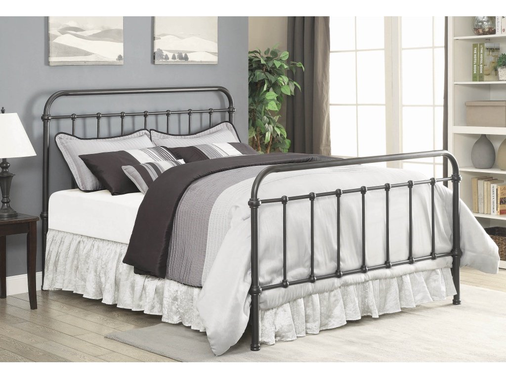 Livingston California King Panel Metal Bed Dark Bronze