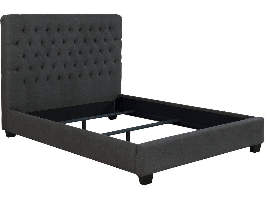 Chloe Upholstered California King Panel Bed Charcoal