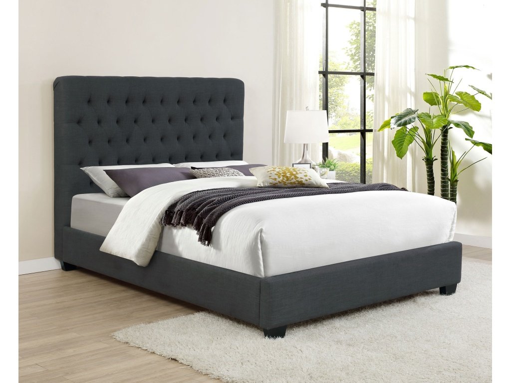 Chloe Upholstered Queen Panel Bed Charcoal