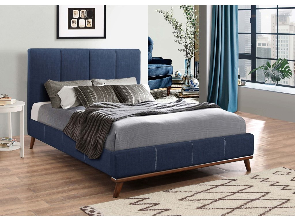 Charity Queen Upholstered Bed Blue