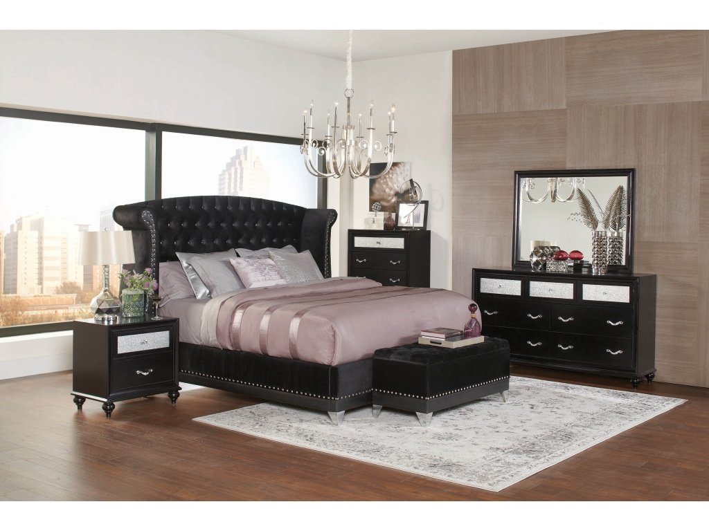 Barzini Eastern King Tufted Upholstered Bed Black