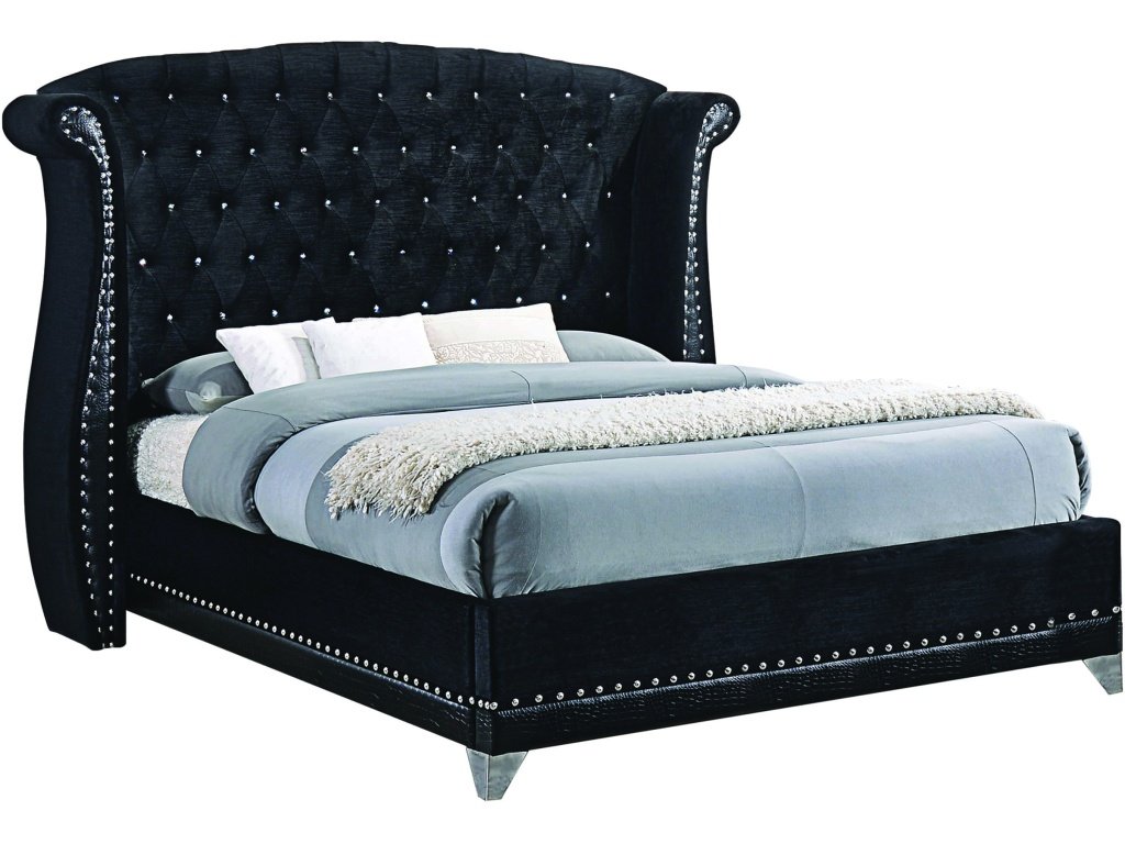 Barzini Eastern King Tufted Upholstered Bed Black