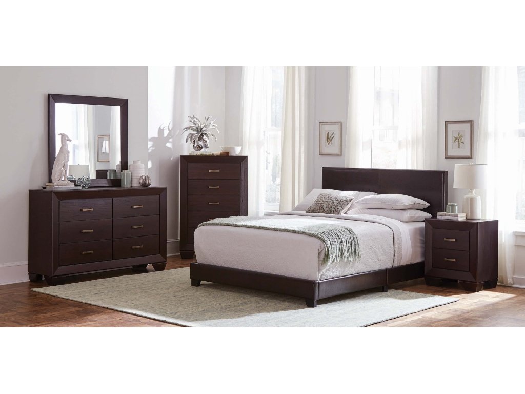 Dorian Upholstered Queen Bed Brown