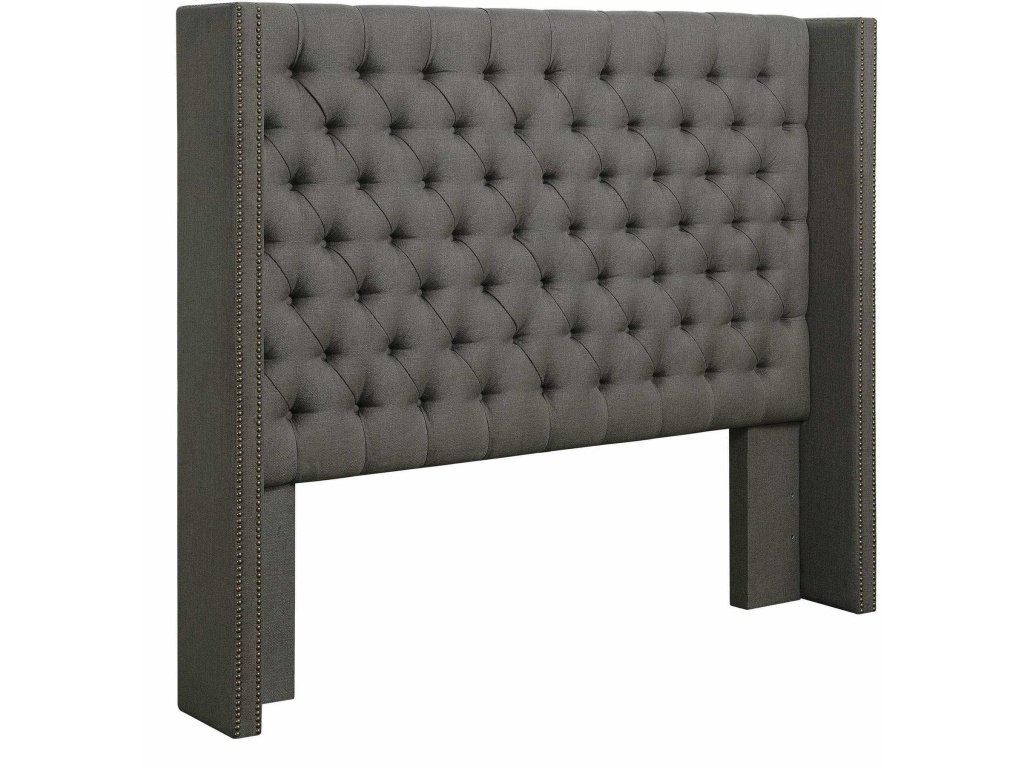 Bancroft Upholstered Eastern King Wingback Bed Grey