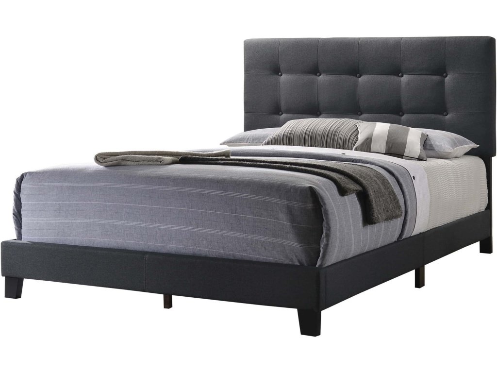 Mapes Tufted Upholstered Queen Bed Charcoal