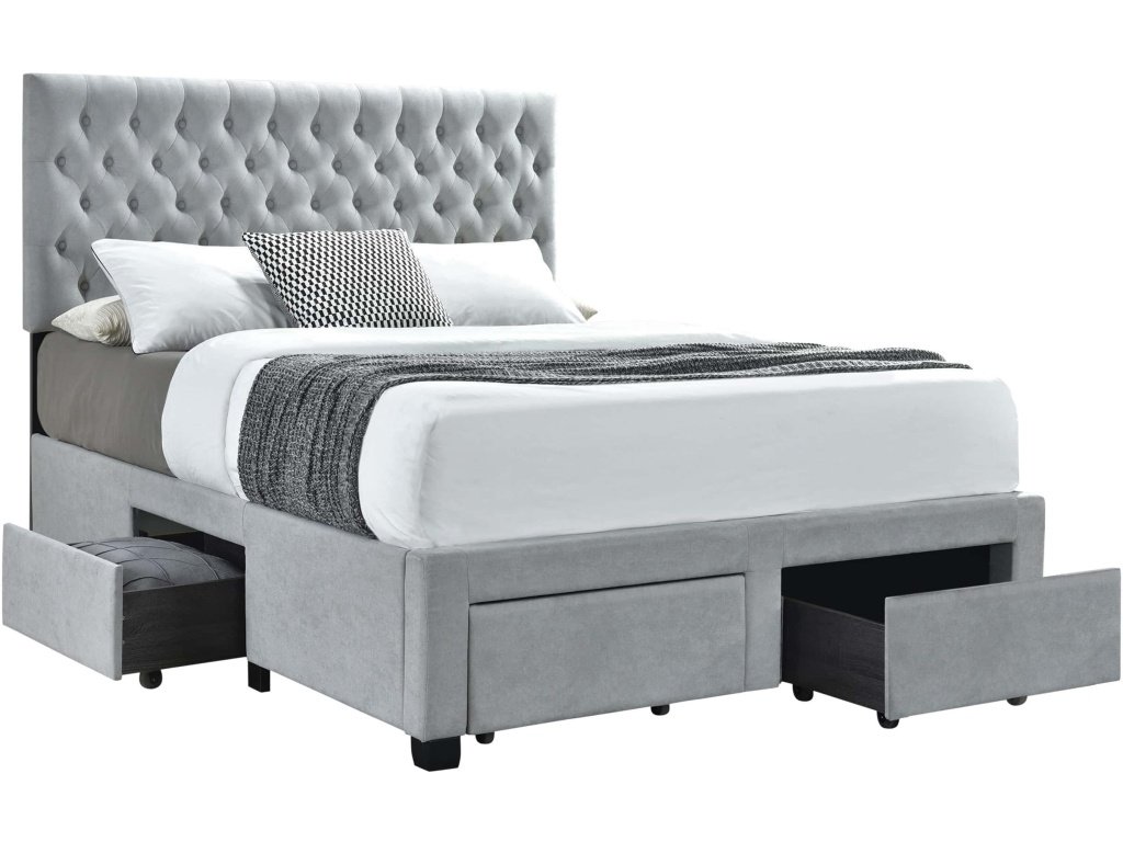 Soledad Upholstered Eastern King Storage Bed Light Grey