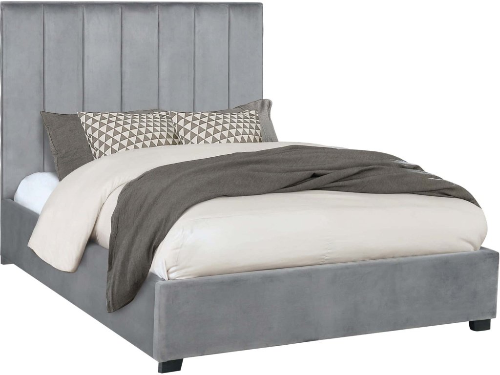 Arles Eastern King Vertical Channeled Tufted Bed Grey