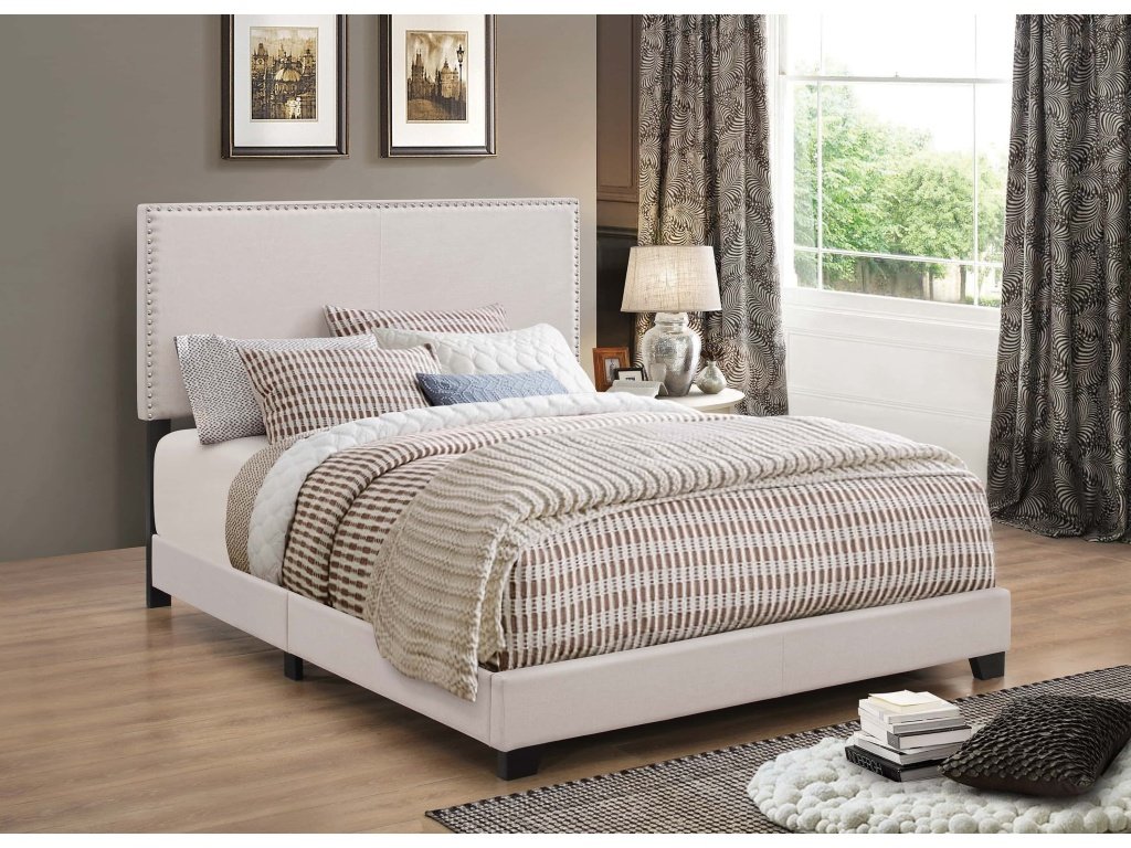 Boyd Upholstered Eastern King Panel Bed Ivory