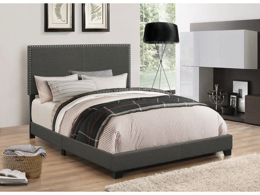 Boyd Upholstered Twin Panel Bed Charcoal