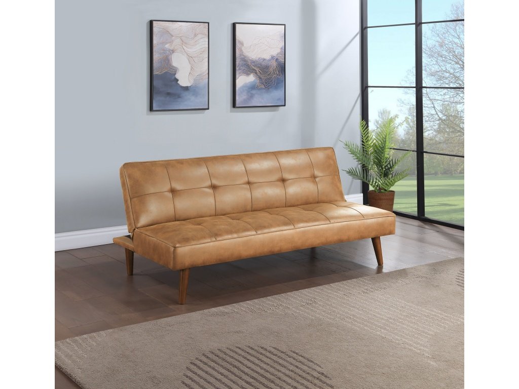 Jenson Multipurpose Upholstered Tufted Convertible Sofa Bed Saddle Brown